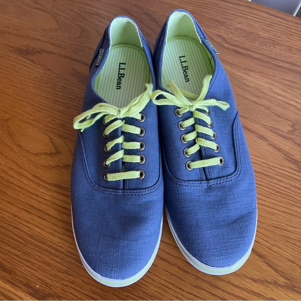 L.L. Bean Blue Canvas Low Top Sneakers Size 7.5 Wide - Picture 8 of 11